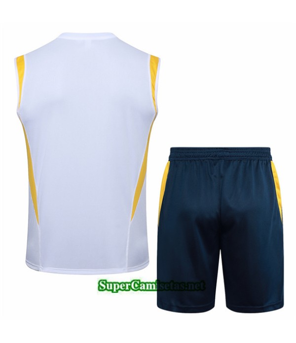 Tailandia Camiseta Kit De Entrenamiento Real Madrid Sin Mangas Blanco 2024 2025