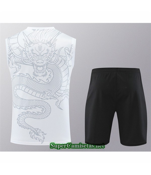 Tailandia Camiseta Kit De Entrenamiento Real Madrid Sin Mangas Blanco 2024 2025