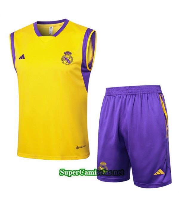 Tailandia Camiseta Kit De Entrenamiento Real Madrid Sin Mangas Amarillo 2024 2025
