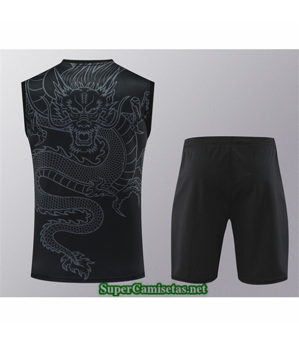 Tailandia Camiseta Kit De Entrenamiento Real Madrid Sin Mangas Negro 2024 2025