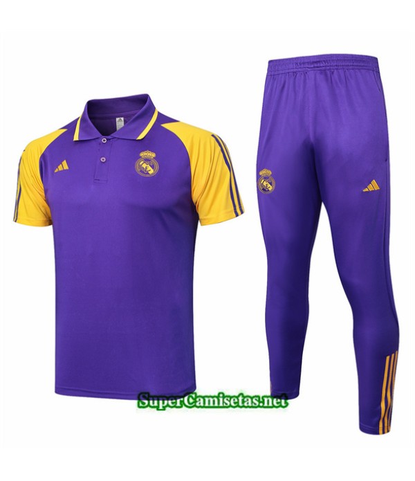 Tailandia Camiseta Kit De Entrenamiento Real Madrid Polo Violeta 2024 2025