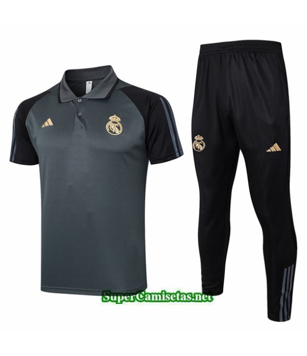 Tailandia Camiseta Kit De Entrenamiento Real Madrid Polo Gris 2024 2025