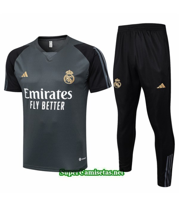 Tailandia Camiseta Kit De Entrenamiento Real Madrid Polo Gris 2024 2025