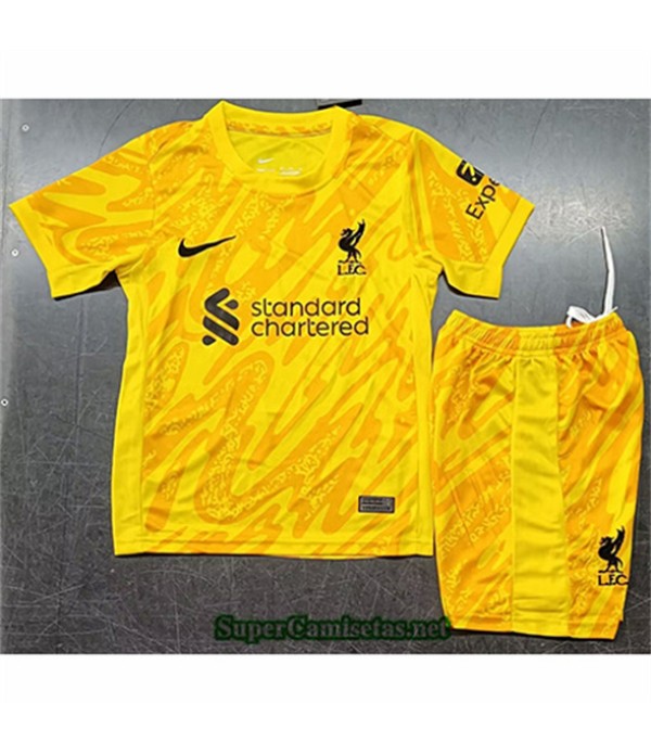 Tailandia Equipacion Camiseta Liverpool Niño Goalkeeper Amarillo 2024 2025