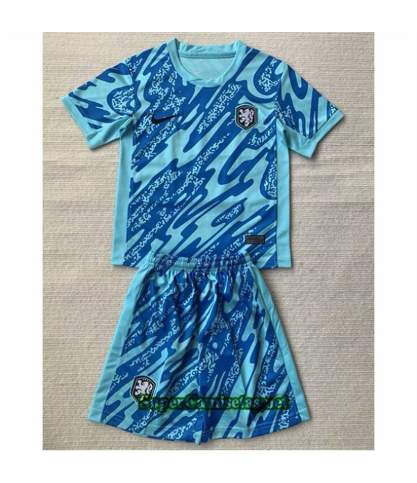 Tailandia Equipacion Camiseta Países Bajos Niño Goalkeeper Azul 2024 2025