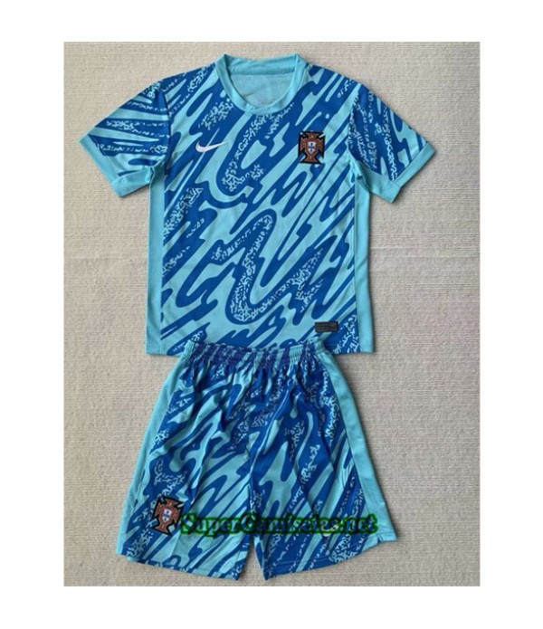 Tailandia Equipacion Camiseta Portugal Niño Goalkeeper Azul 2024 2025