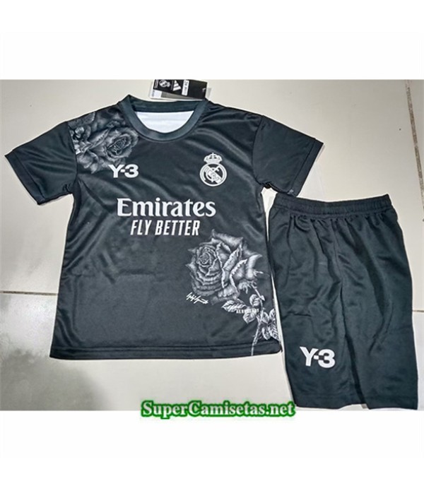 Tailandia Equipacion Camiseta Real Madrid Niño Y3 Negro 2024 2025