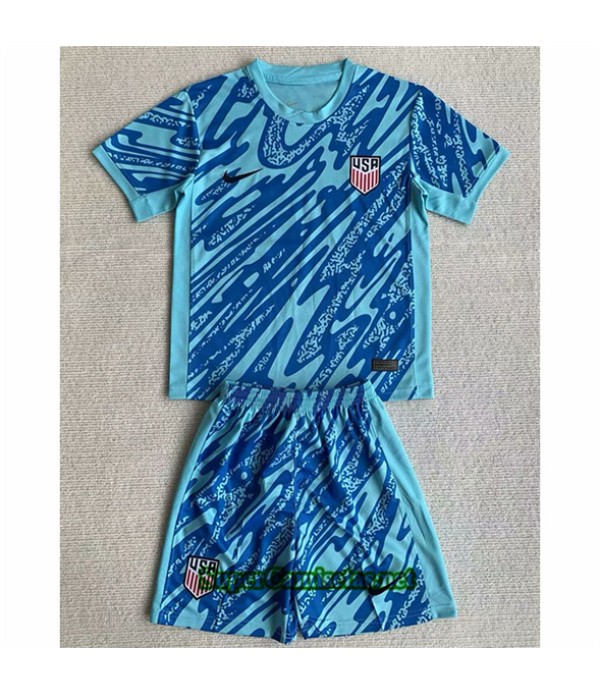 Tailandia Equipacion Camiseta Usa Niño Goalkeeper Azul 2024 2025