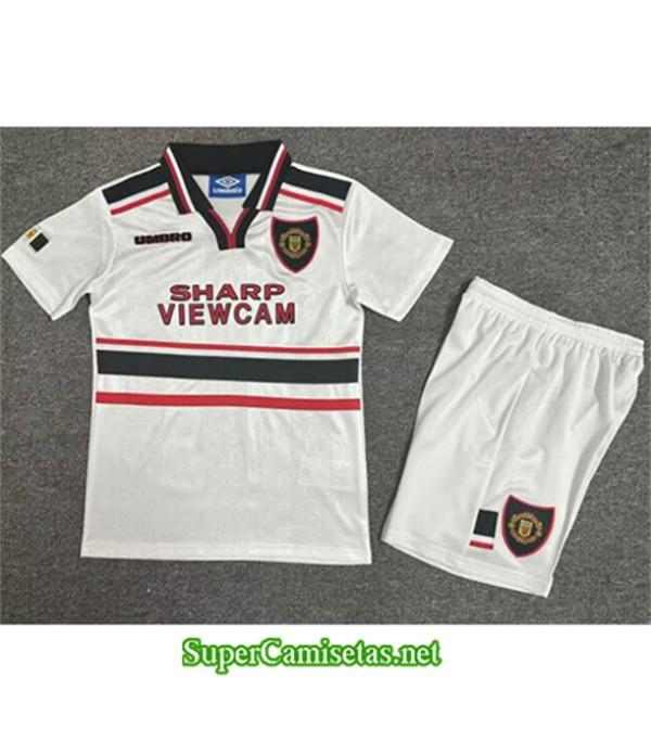 Tailandia Segunda Equipacion Camiseta Manchester United Niño Retro 1998 99