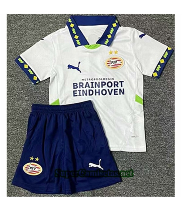 Tailandia Blanco Equipacion Camiseta Psv Eindhoven Niño 2024 2025