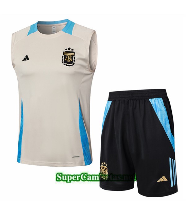 Tailandia Camiseta Kit De Entrenamiento Argentina Sin Mangas De Color Crema 2024 2025