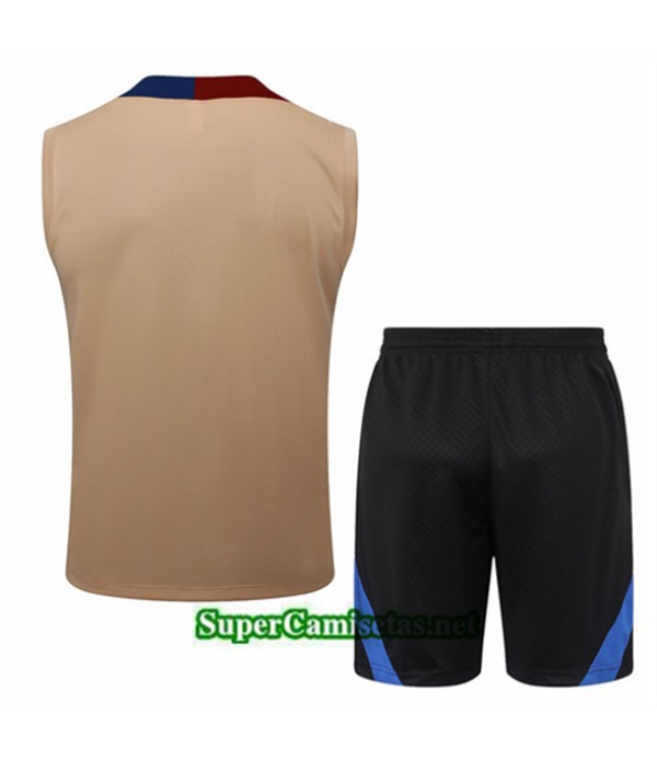 Tailandia Camiseta Kit De Entrenamiento Barcelona Sin Mangas Caqui 2024 2025