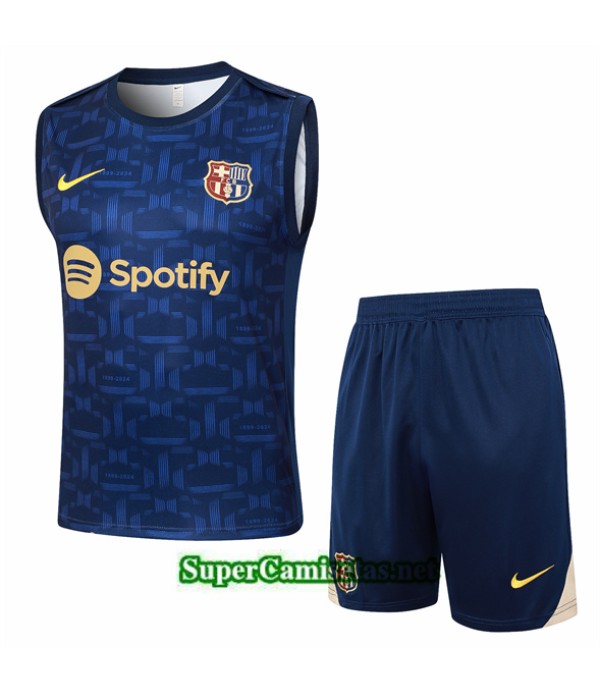 Tailandia Camiseta Kit De Entrenamiento Barcelona Sin Mangas Azul Real 2024 2025