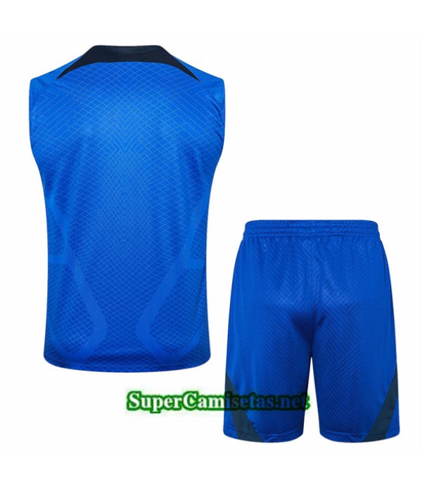 Tailandia Camiseta Kit De Entrenamiento Chelsea Sin Mangas Azul 2024 2025