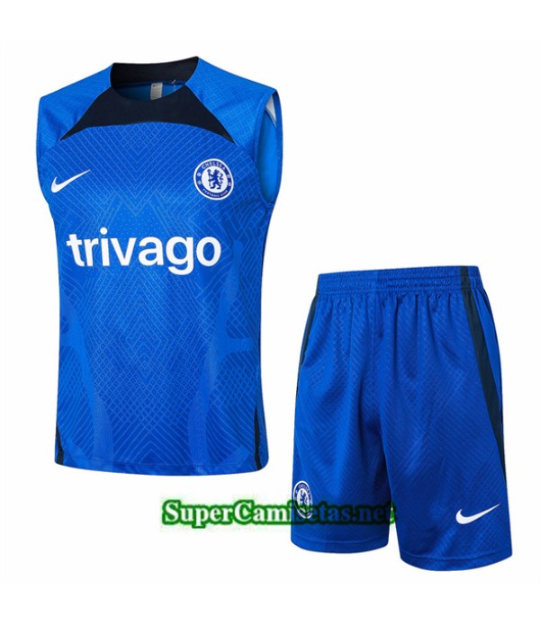 Tailandia Camiseta Kit De Entrenamiento Chelsea Sin Mangas Azul 2024 2025