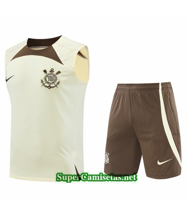Tailandia Camiseta Kit De Entrenamiento Corinthians Sin Mangas Blanco 2024 2025
