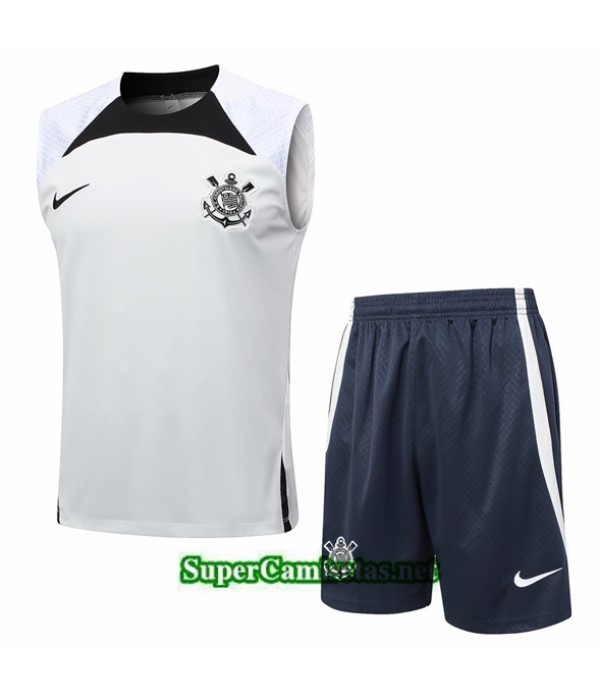 Tailandia Camiseta Kit De Entrenamiento Corinthians Sin Mangas Gris Claro 2024 2025