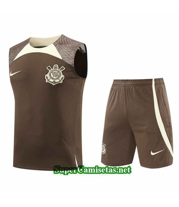 Tailandia Camiseta Kit De Entrenamiento Corinthians Sin Mangas Marrón 2024 2025