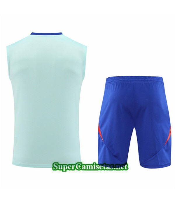 Tailandia Camiseta Kit De Entrenamiento Espana Sin Mangas Azul Claro 2024 2025