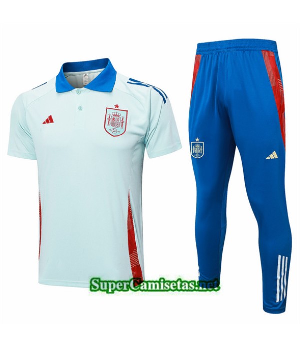 Tailandia Camiseta Kit De Entrenamiento Espana Polo Azul Claro 2024 2025