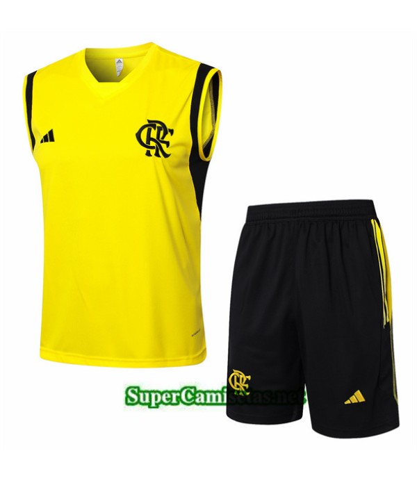 Tailandia Camiseta Kit De Entrenamiento Flamengo Sin Mangas Amarillo 2024 2025