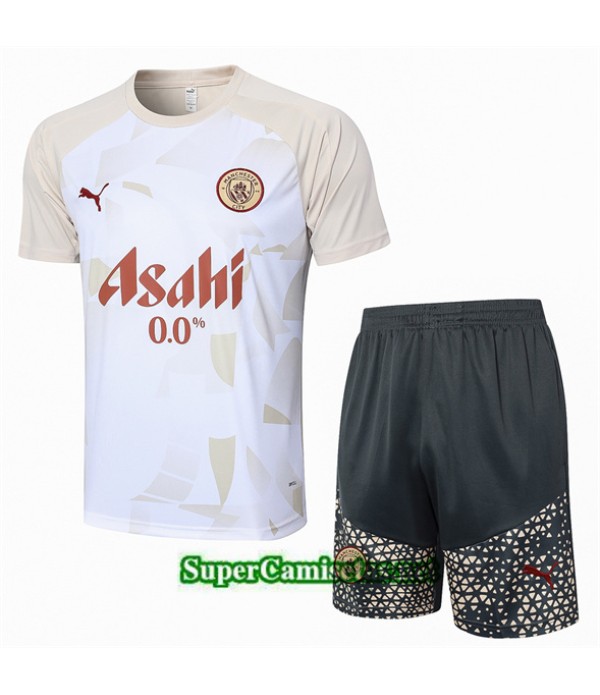Tailandia Camiseta Kit De Entrenamiento Manchester City De Color Crema 2024 2025