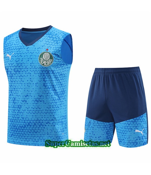 Tailandia Camiseta Kit De Entrenamiento Palmeiras Sin Mangas Azul 2024 2025