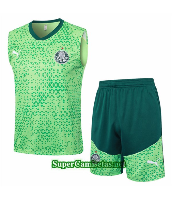 Tailandia Camiseta Kit De Entrenamiento Palmeiras Sin Mangas Verde Claro 2024 2025