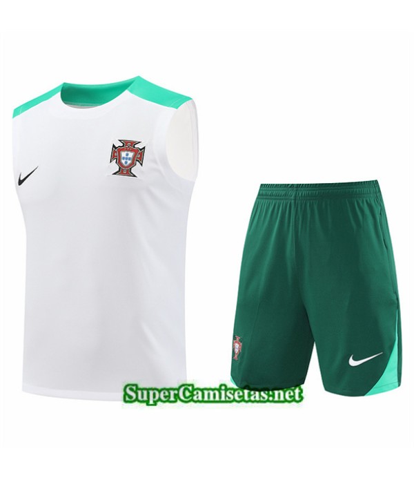 Tailandia Camiseta Kit De Entrenamiento Portugal Sin Mangas Blanco 2024 2025