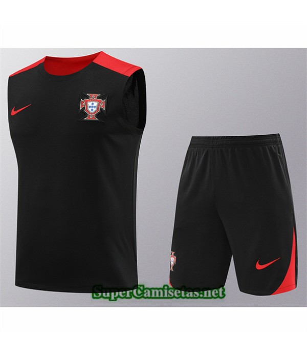 Tailandia Camiseta Kit De Entrenamiento Portugal Sin Mangas Negro 2024 2025