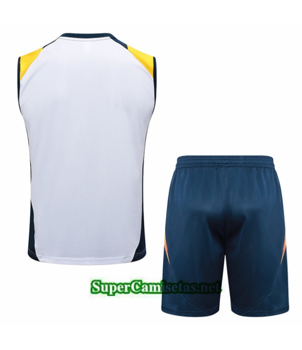 Tailandia Camiseta Kit De Entrenamiento Real Madrid Sin Mangas Blanco 2024 2025