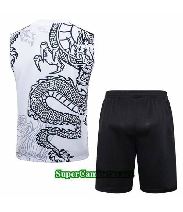 Tailandia Camiseta Kit De Entrenamiento Real Madrid Sin Mangas Blanco 2024 2025