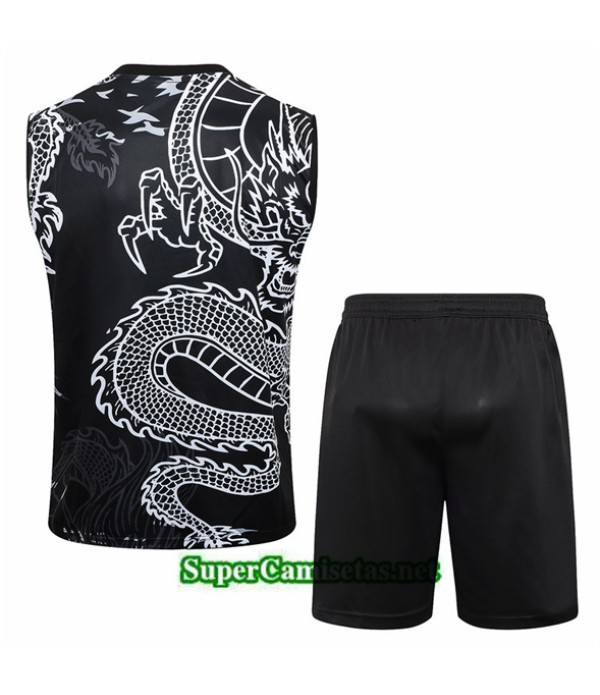 Tailandia Camiseta Kit De Entrenamiento Real Madrid Sin Mangas Negro 2024 2025