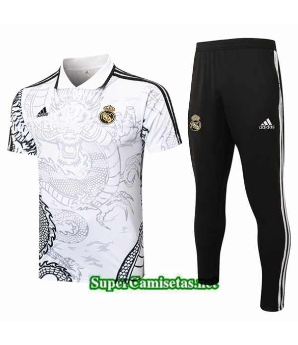 Tailandia Camiseta Kit De Entrenamiento Real Madrid Polo Blanco 2024 2025