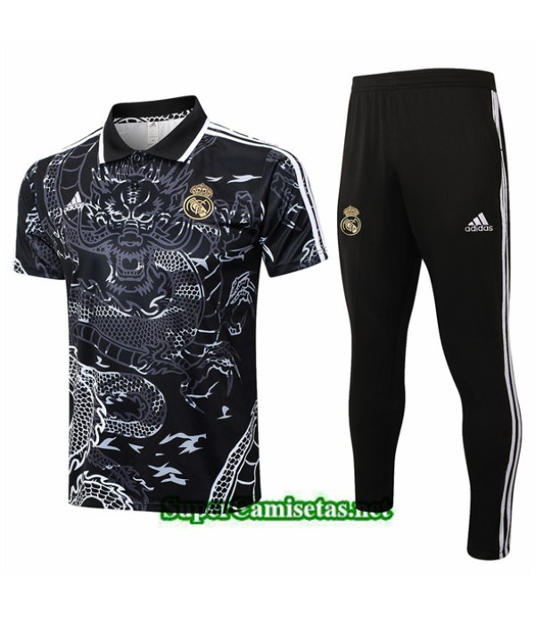 Tailandia Camiseta Kit De Entrenamiento Real Madrid Polo Negro 2024 2025