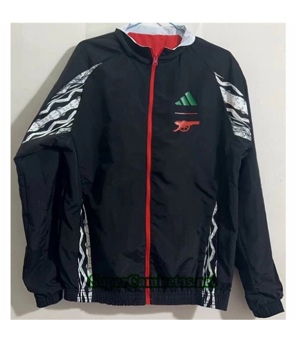 Tailandia Chaqueta Cortavientos Reversible Arsenal Negro 2024 2025