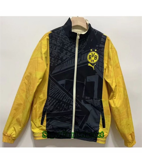 Tailandia Chaqueta Cortavientos Reversible Borussia Dortmund Negro 2024 2025
