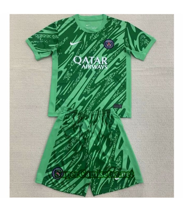 Tailandia Equipacion Camiseta Psg Niño Portero Verde 2024 2025