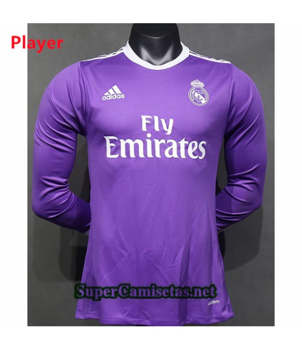 Tailandia Equipacion Camiseta Player Real Madrid Manga Larga Púrpura Hombre 2016 17