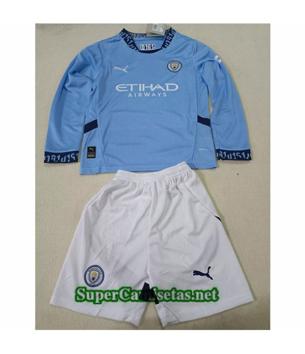 Tailandia Primera Equipacion Camiseta Manchester City Niño Manga Larga 2024 2025