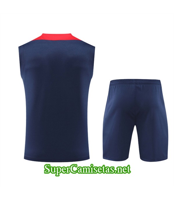 Tailandia Camiseta Kit De Entrenamiento Atletico Madrid Sin Mangas Azul Marino 2024 2025