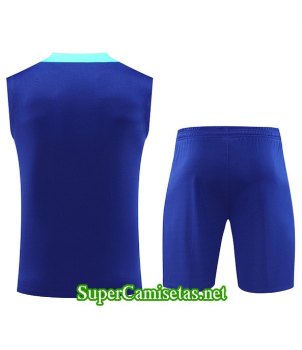 Tailandia Camiseta Kit De Entrenamiento Brasil Sin Mangas Azul Marino 2024 2025