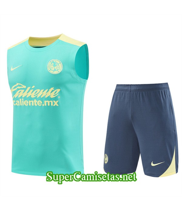 Tailandia Camiseta Kit De Entrenamiento Cf América Sin Mangas Azul 2024 2025