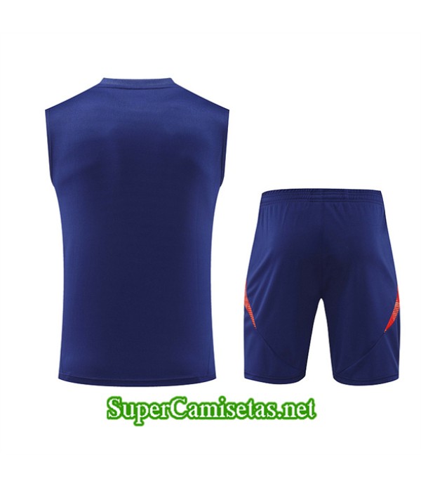 Tailandia Camiseta Kit De Entrenamiento Espana Sin Mangas Azul 2024 2025