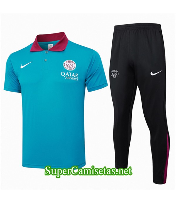 Tailandia Camiseta Kit De Entrenamiento Paris Psg Polo Azul 2024 2025