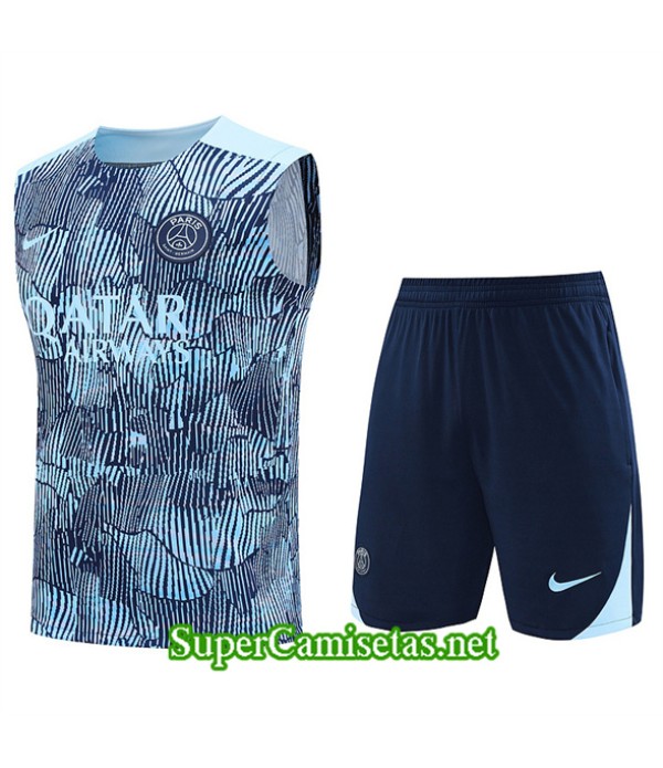 Tailandia Camiseta Kit De Entrenamiento Paris Psg Sin Mangas Azul 2024 2025