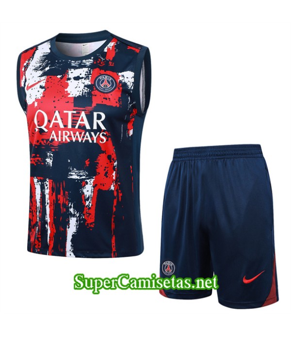 Tailandia Camiseta Kit De Entrenamiento Paris Psg Sin Mangas Azul Marino 2024 2025