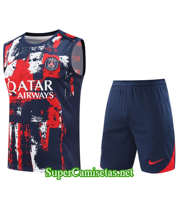 Tailandia Camiseta Kit De Entrenamiento Paris Psg Sin Mangas Azul Marino 2024 2025