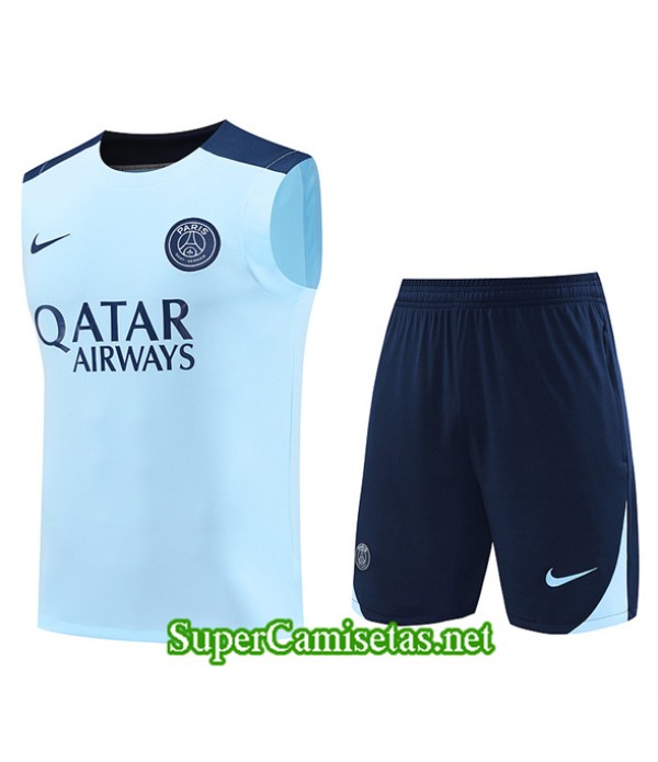 Tailandia Camiseta Kit De Entrenamiento Paris Psg Sin Mangas Azul Claro 2024 2025