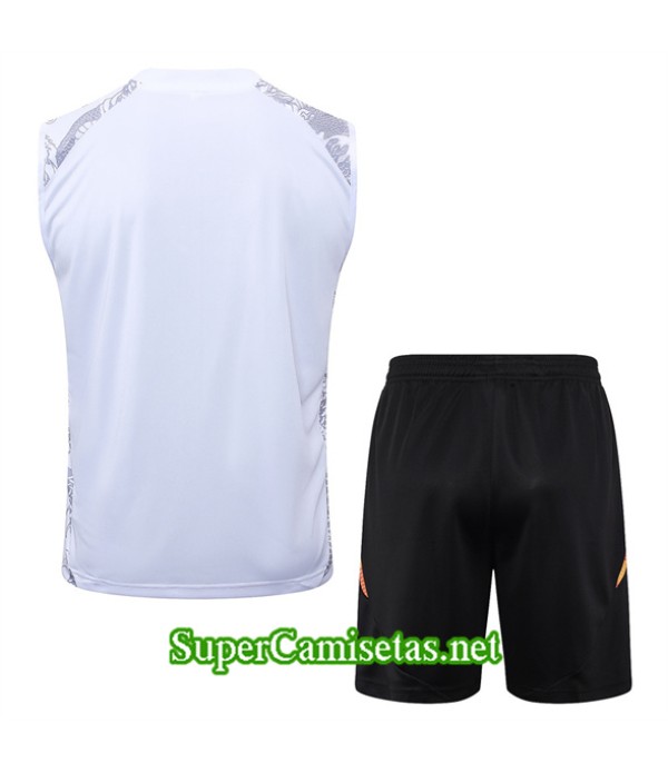 Tailandia Camiseta Kit De Entrenamiento Real Madrid Sin Mangas Blanco 2024 2025